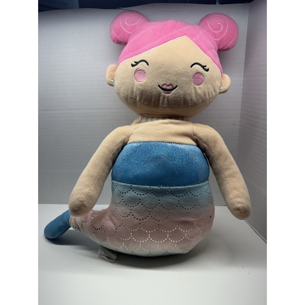 Your Zone Kids Mermaid Plush Pillow 18" 3D Figural Pink Hair Shimmering Tail Toy